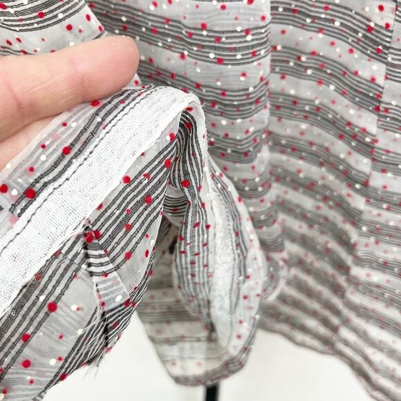 Vintage 50s Dress Sheer Organdy Swiss Dot V Neck Fit and Flare - Picture 10 of 11